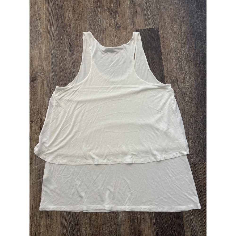 Banana Republic White Modal Double Layer Tiered Tank Top Womens Large RN54023 - Picture 6 of 6